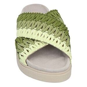 INUIKII Woven Slide Sandals Green Leather Textile Sz 39 US 8.5 Ombre Slides EUC
